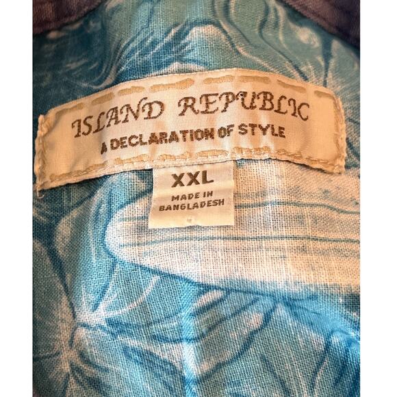 Island Republic Men's Linen Blend Surf Pattern Short Sleeve Shirt Size XXL - Picture 6 of 6
